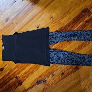 Amanda Black Sleeveless Top and Gray Esprit Leopard Print Pants